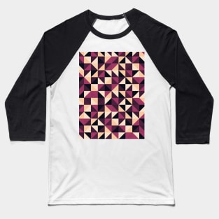 Geometric Art Pattern in Beige, Brown and Magenta Baseball T-Shirt